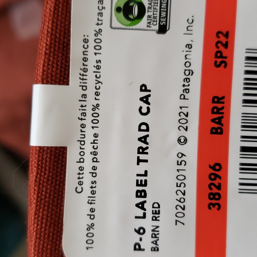 Patagonia P6 Big Label Trad Hat Ball Cap Barn Red NWT one size - Picture 6 of 6